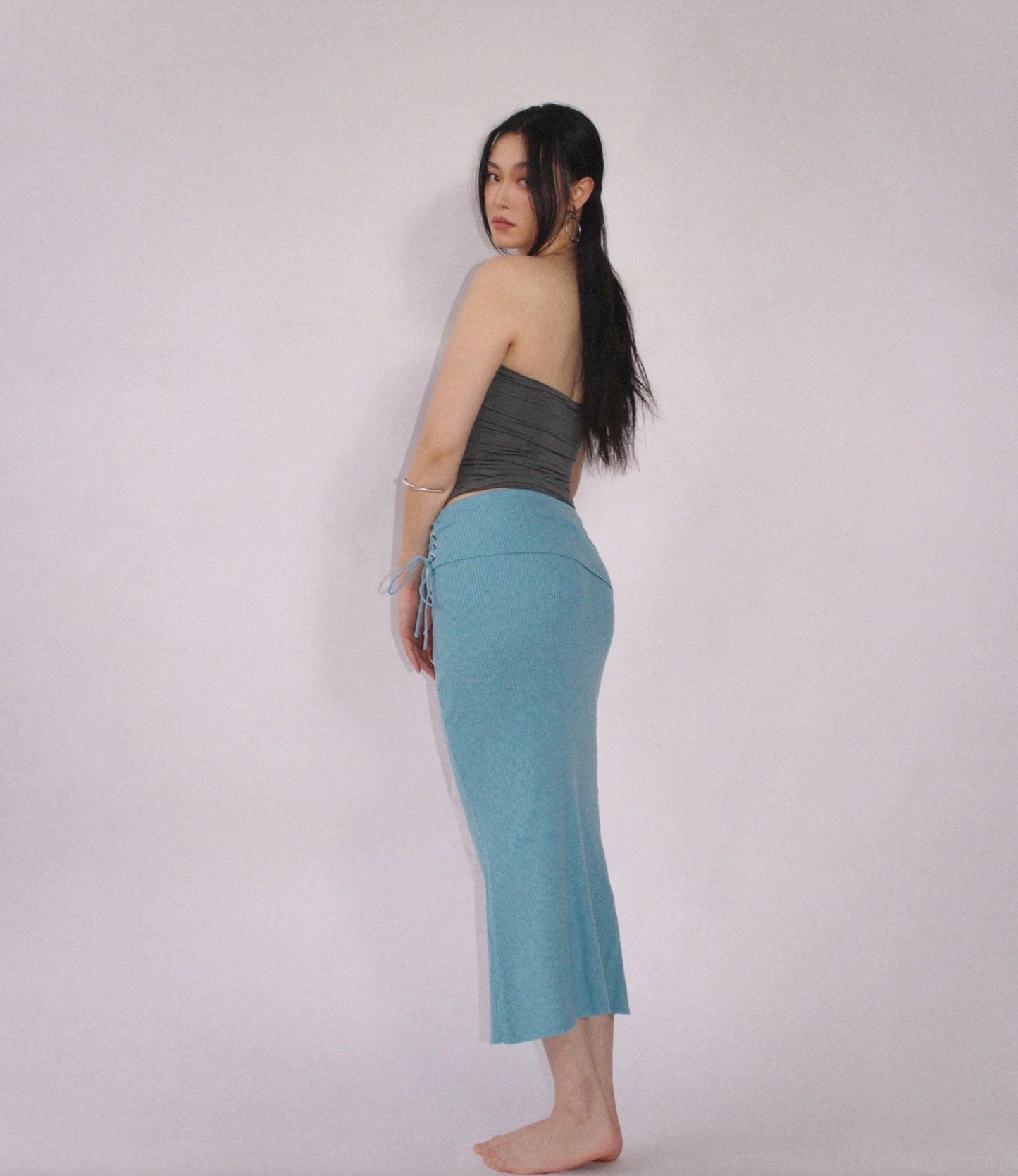 Alyx Corset Midi Skirt - MISTY BLUE