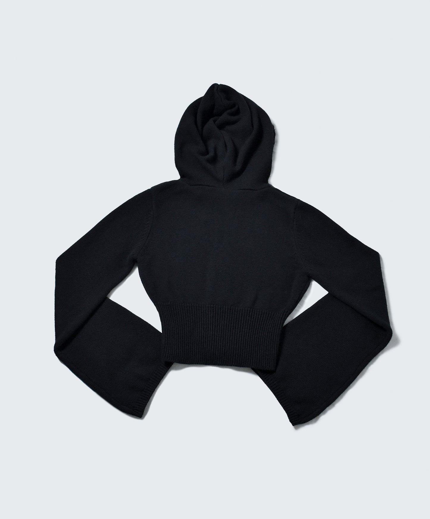 Cordelia Flared Sleeve Hoodie with Pom Pom Detail - LUNA BLACK