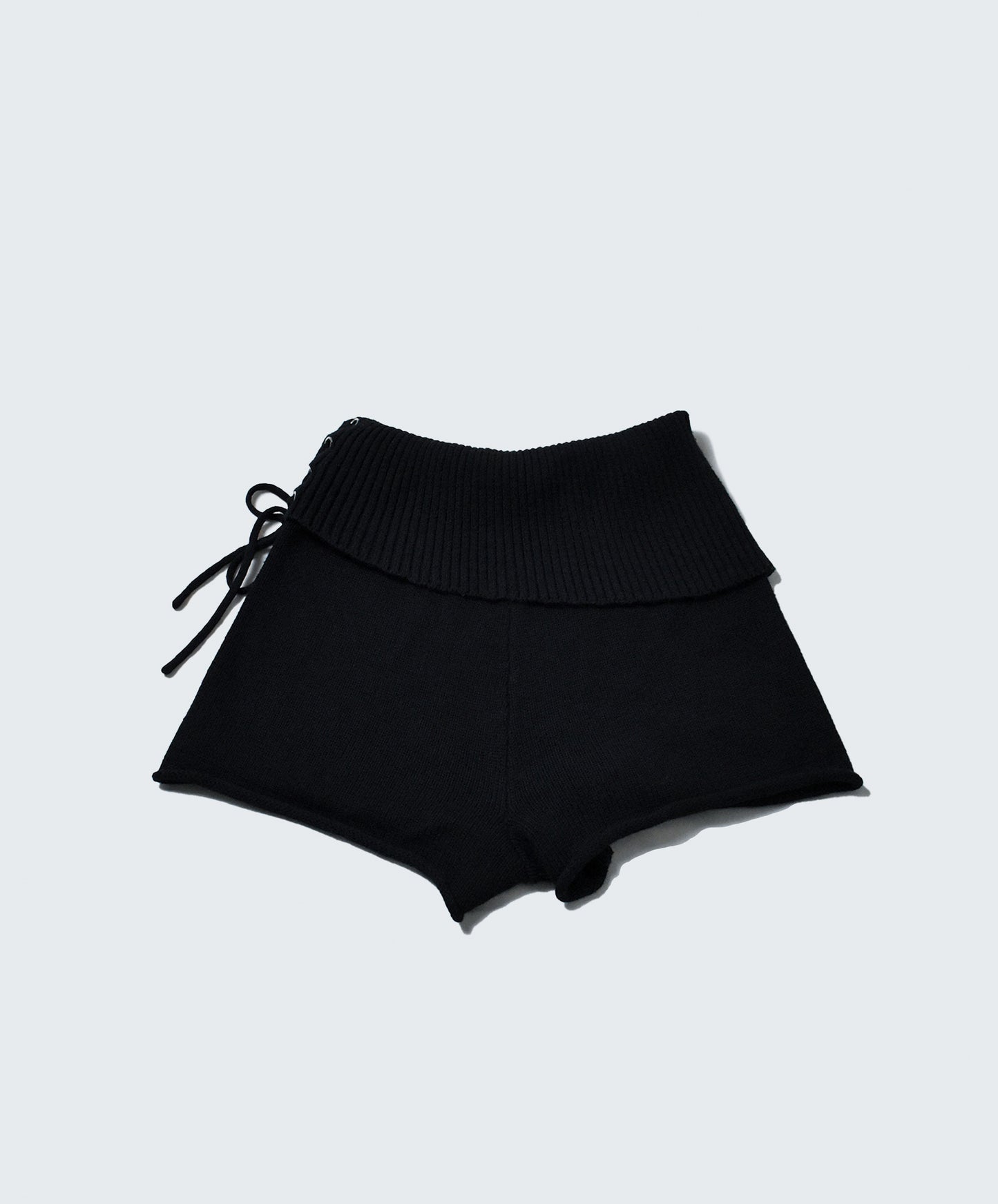 Cordelia Knit Shorts with Corset Detail - LUNA BLACK