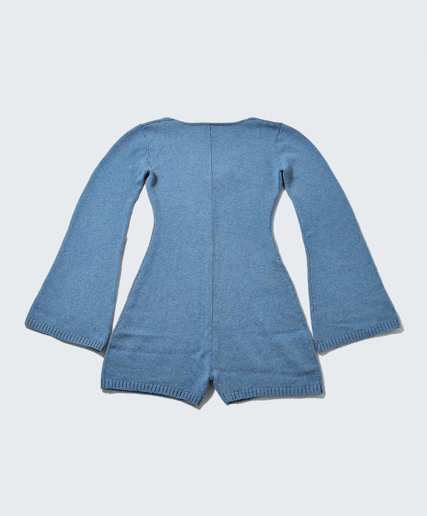 Sabrina Bell Sleeve Knitted Romper - STONE BLUE