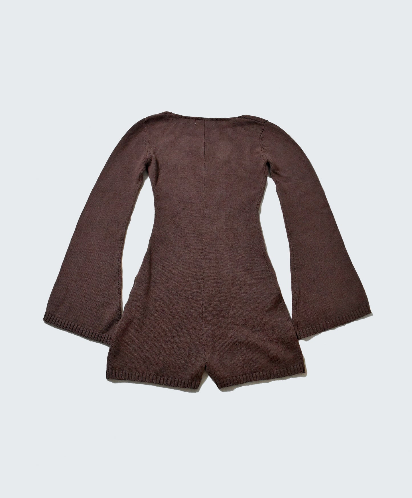 Sabrina Bell Sleeve Knitted Romper - BARK BROWN