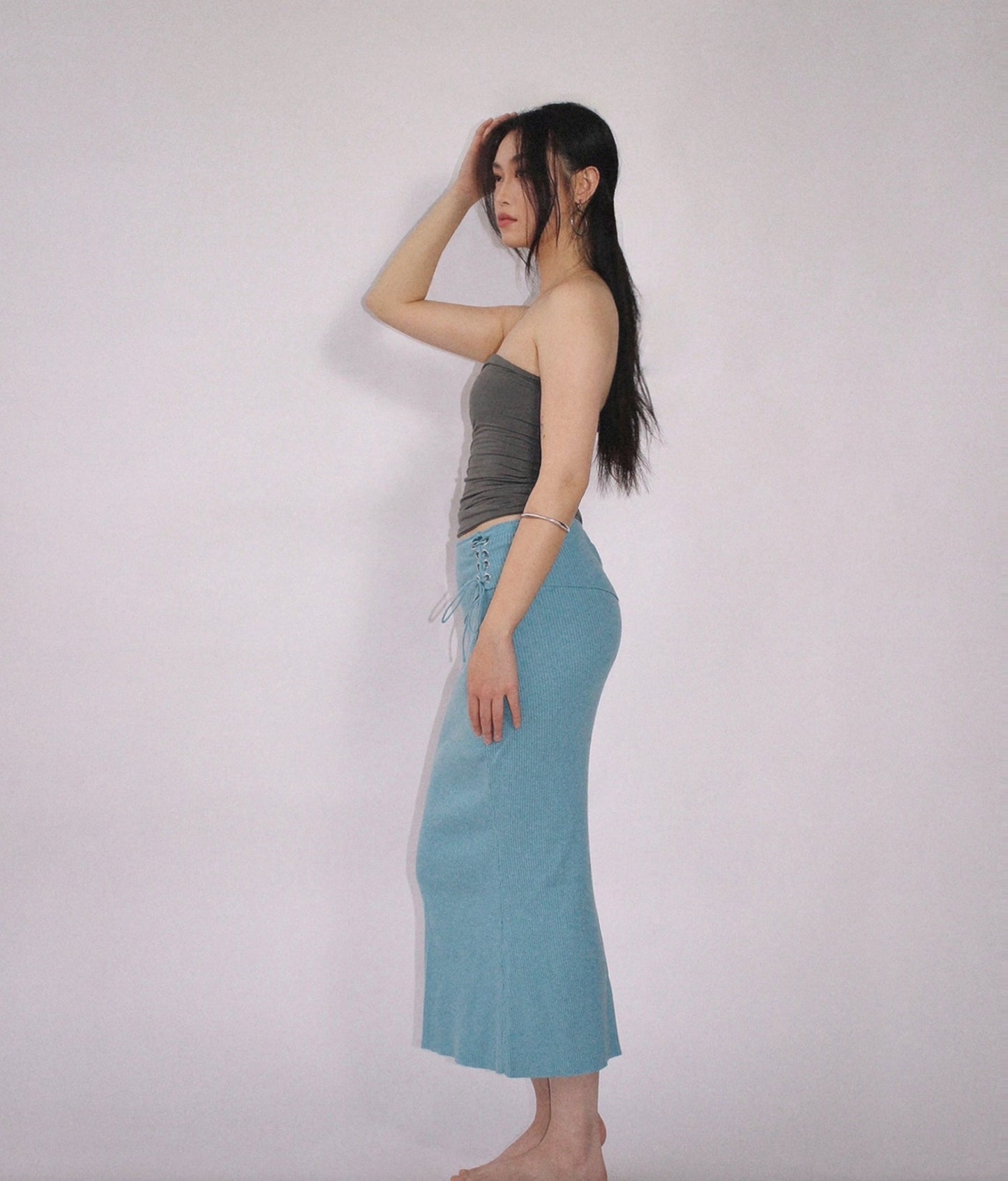 Alyx Corset Midi Skirt - MISTY BLUE